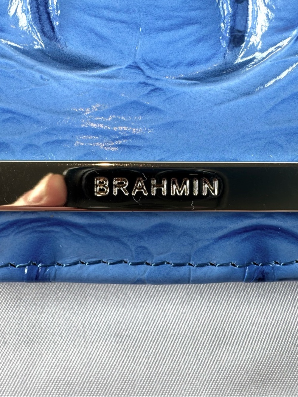 Brahmin Ady Wallet Royal Blue Melbourne Croc Embossed Leather - Picture 2 of 8
